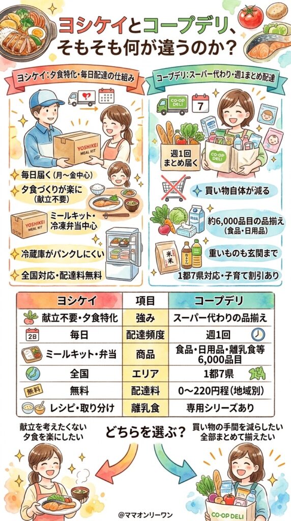 ヨシケイとコープデリ、そもそも何が違うのか？まず全体像を知っておこう