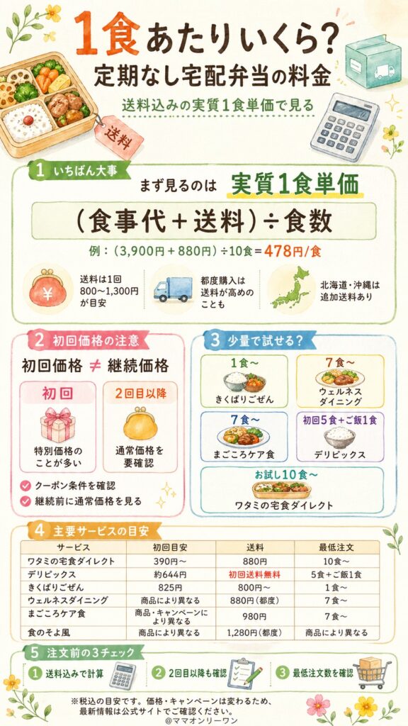1食あたりいくらかかる？定期なし宅配弁当のリアルな料金を知る