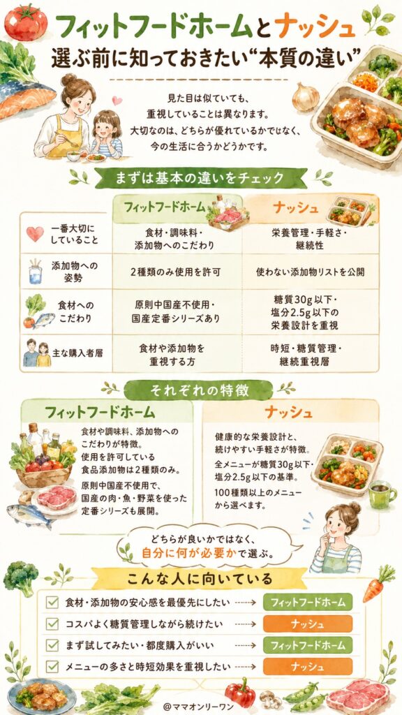 選ぶ前に知っておきたい、フィットフードホームとナッシュの「本質の違い」