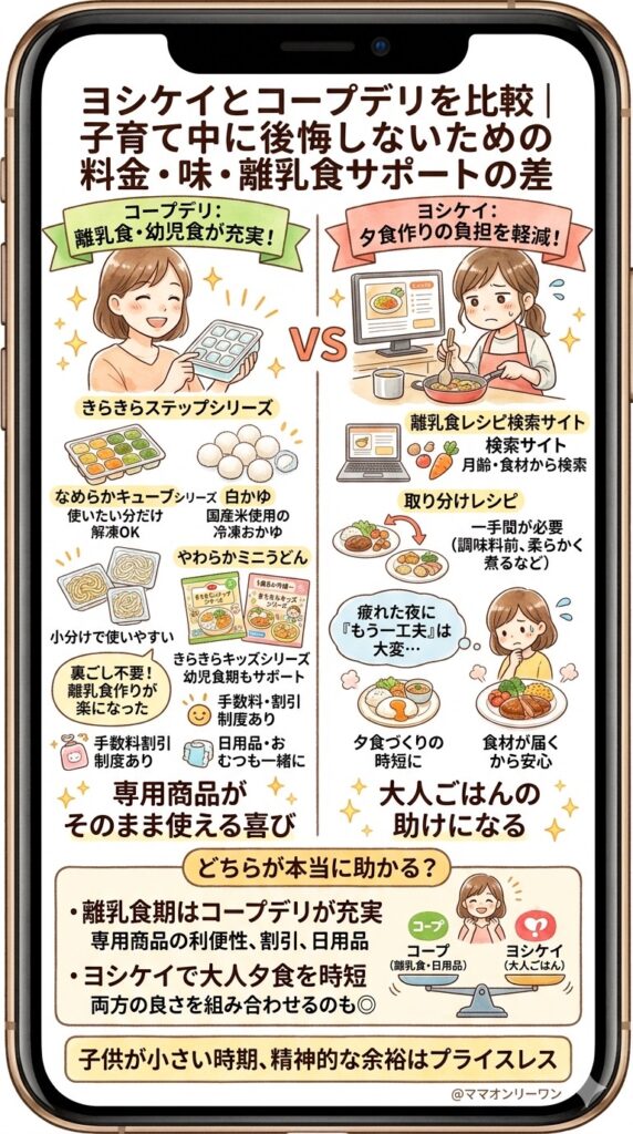 ヨシケイとコープデリ 離乳食・幼児食・子育て中のサポートはどちらが手厚いか