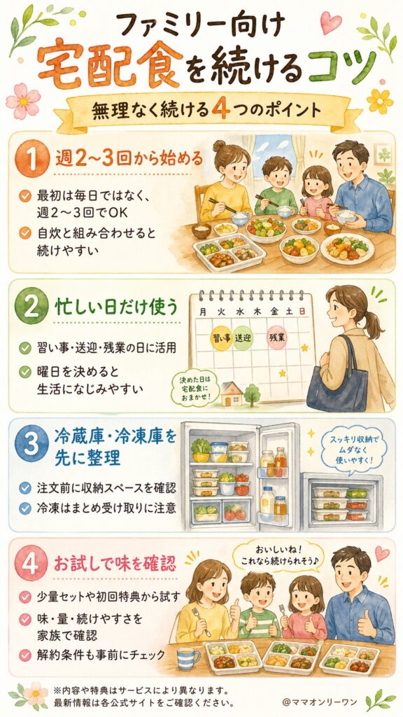 ファミリー向け宅配食を使い続けるためのコツ