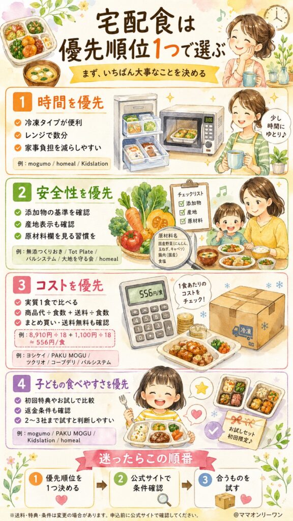 宅配食サービスを選ぶ前に、自分の「優先順位」を1つだけ決める