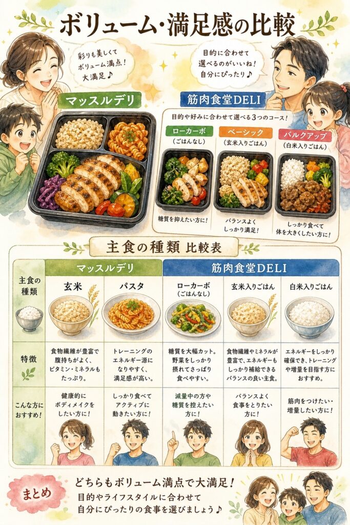 筋肉食堂DELIとマッスルデリ 【ボリューム・満足感の比較】ご飯がついているかどうかで毎日の満足感が全然違う