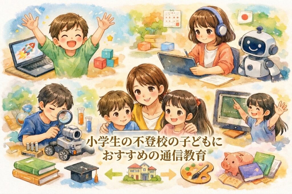 小学生の不登校の子どもにおすすめの通信教育5選！タブレット・無学年式・出席扱い対応教材を徹底比較
