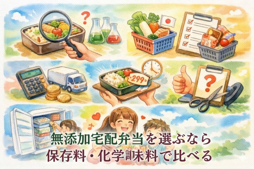 無添加宅配弁当を選ぶなら保存料・化学調味料で比べる｜子供のいる家族が知りたい比較ポイント全まとめ