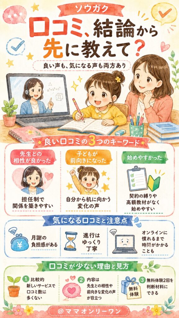 ソウガクの口コミ、結論から先に教えて?