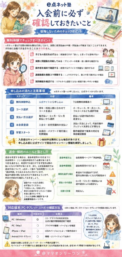eネット塾 入会前に必ず確認しておきたいことは何?