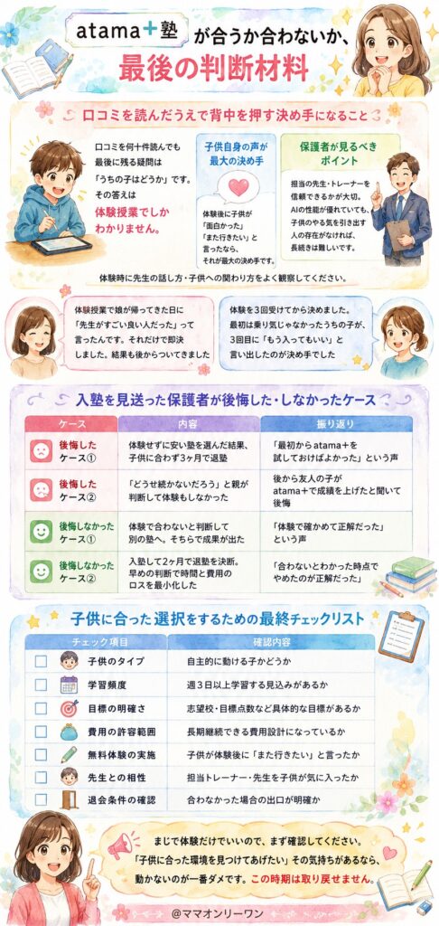atama＋塾が合うか合わないか、最後の判断材料