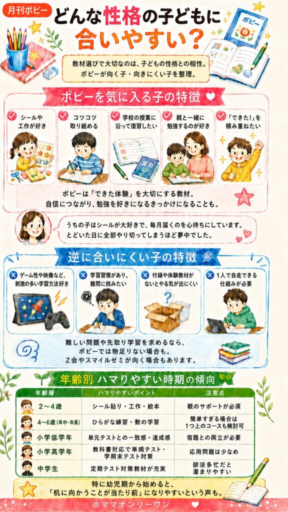 月刊ポピー どんな性格の子どもに合いやすい?