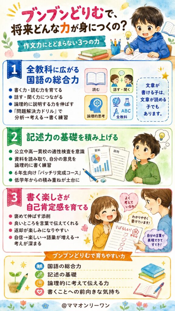 ブンブンどりむで、将来どんな力が身につくの？