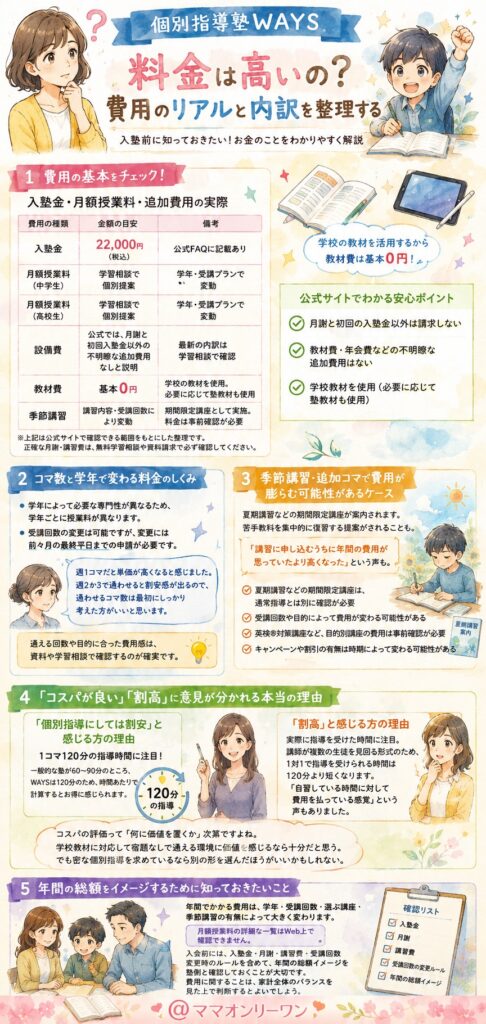 個別指導塾WAYSの料金は高いの？費用のリアルと内訳を整理する