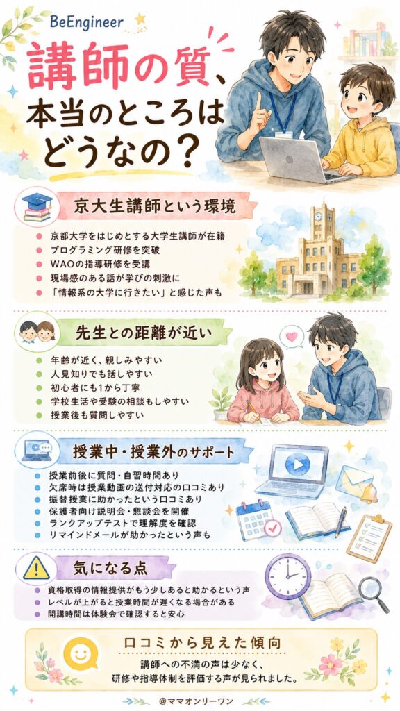 BeEngineer(ビーエンジニア) 講師の質、本当のところはどうなの？