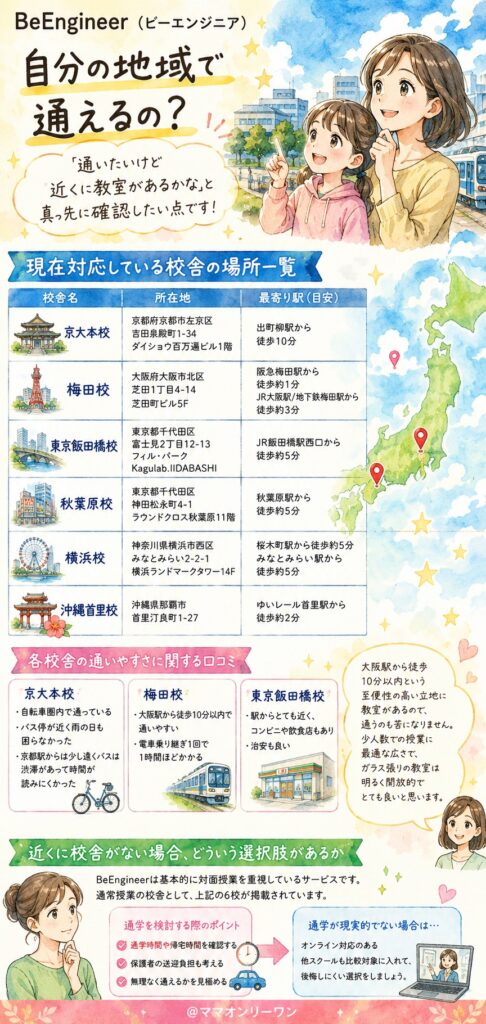 BeEngineer(ビーエンジニア) 自分の地域で通えるの？