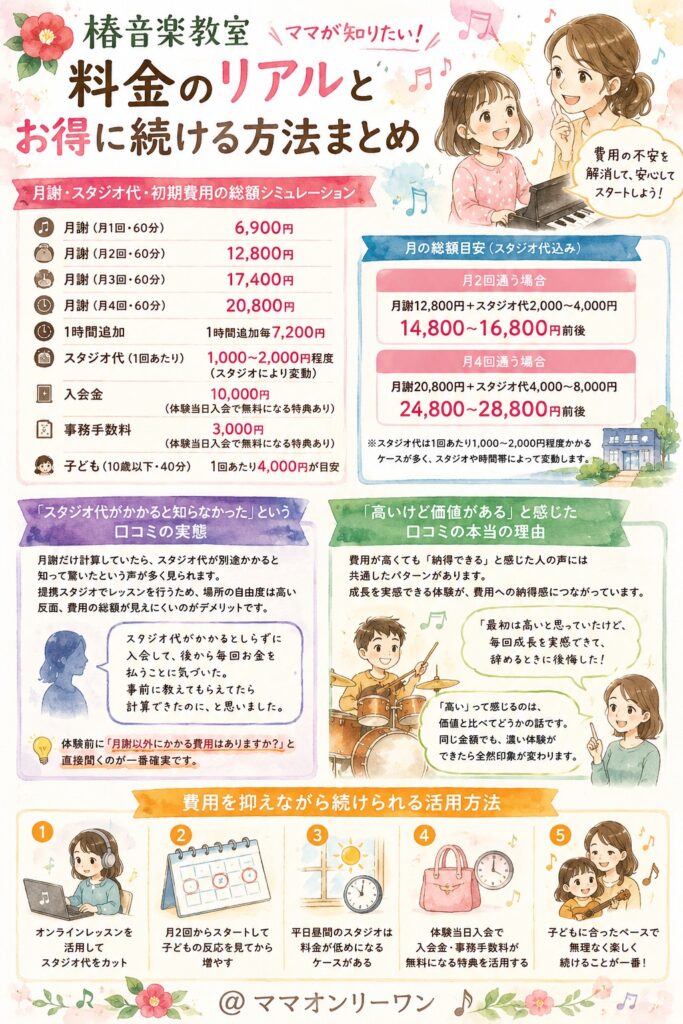 椿音楽教室 スタジオ料金が高いって本当なの？