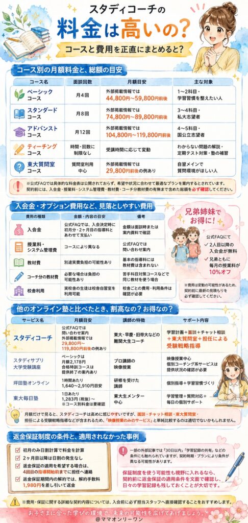 スタディコーチ 料金は高いの?コースと費用を正直にまとめると?