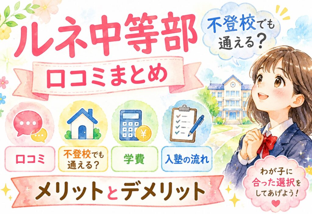 ルネ中等部 口コミまとめ｜不登校でも通える？学費・入塾の流れ・メリットとデメリット