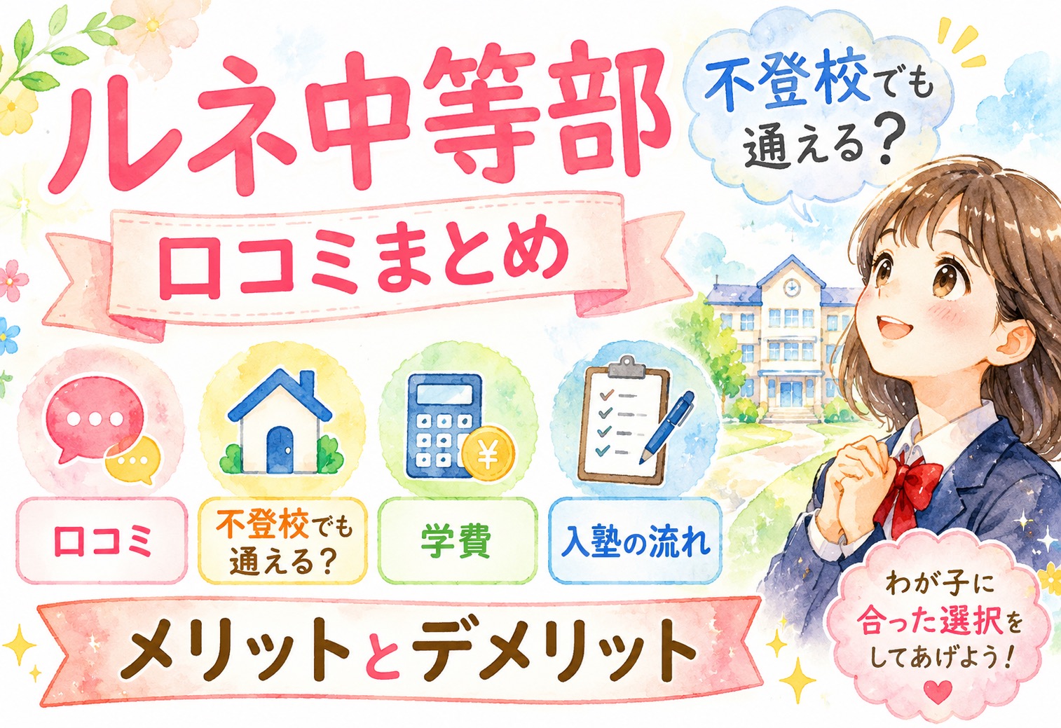 ルネ中等部 口コミまとめ｜不登校でも通える？学費・入塾の流れ・メリットとデメリット