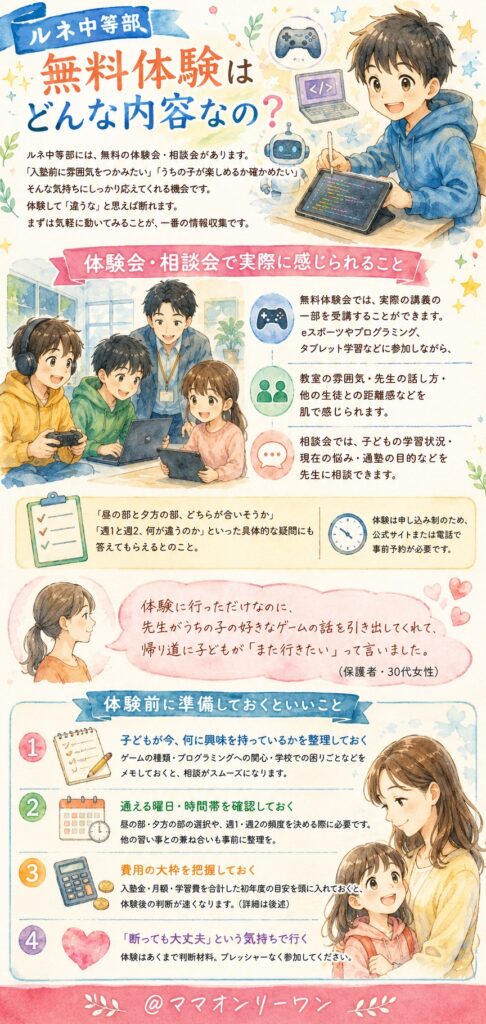 ルネ中等部 無料体験はどんな内容なの？