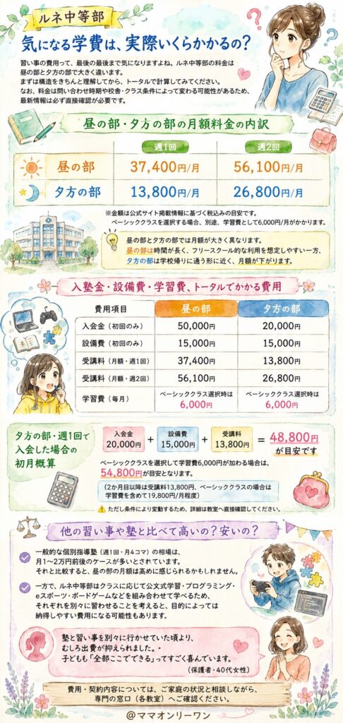 ルネ中等部 気になる学費は、実際いくらかかるの？