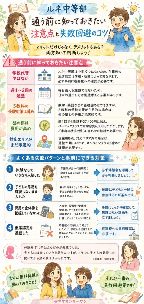 ルネ中等部 メリットだけじゃなく、デメリットもあるの？