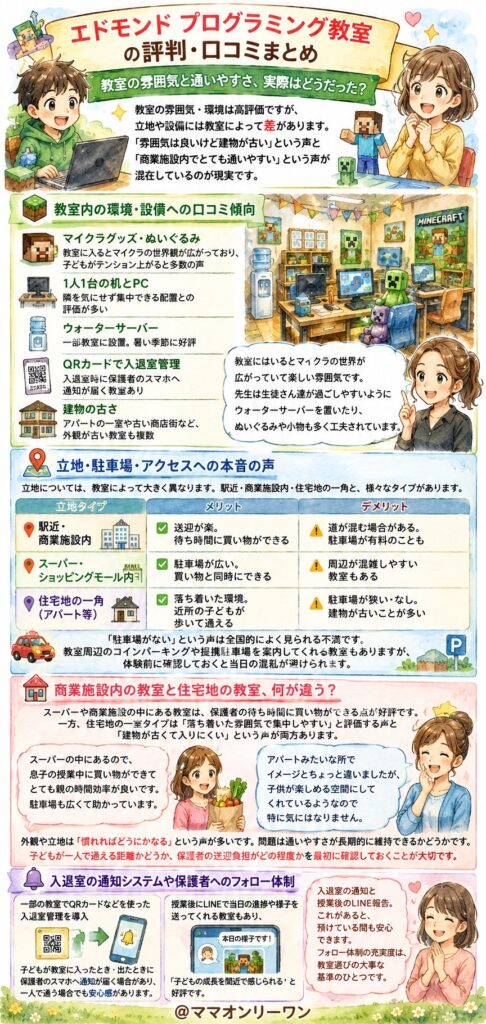 エドモンド プログラミング教室 教室の雰囲気と通いやすさ、実際はどうだった?