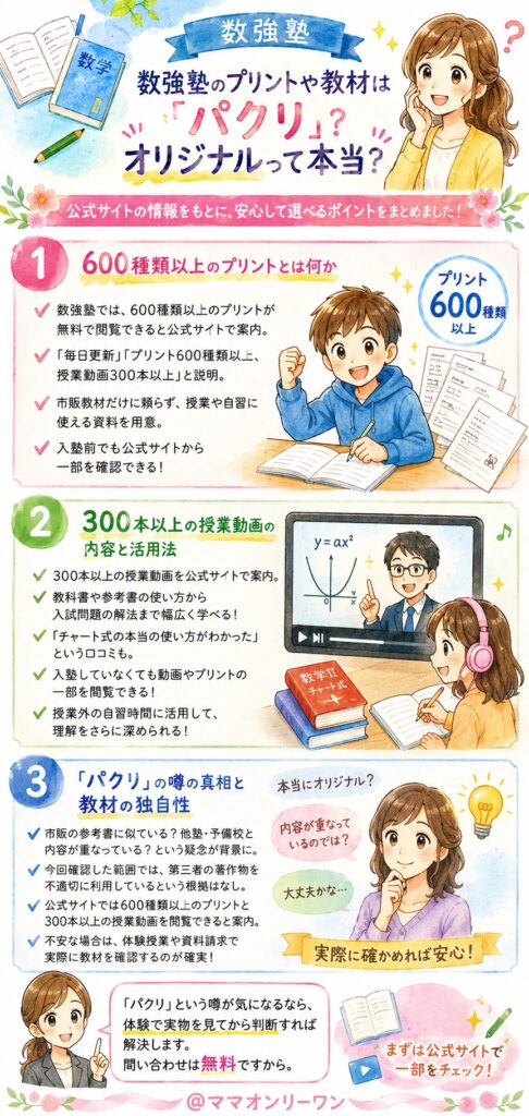 数強塾のプリントや教材は「パクリ」？オリジナルって本当？