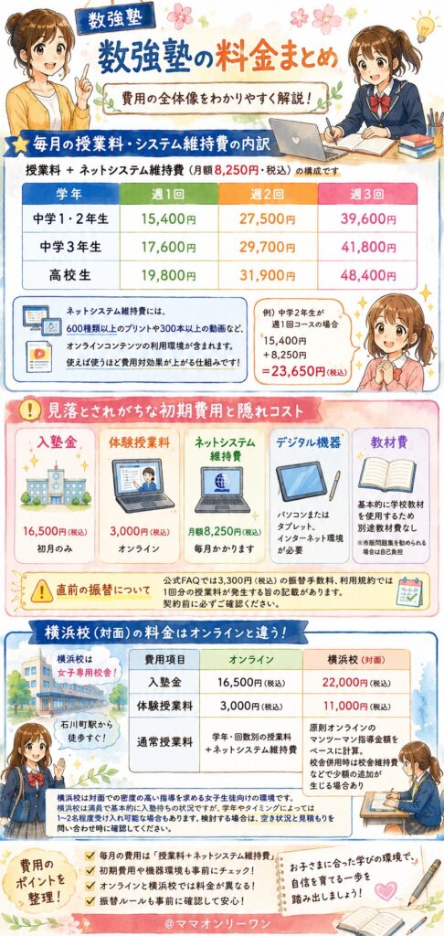数強塾の料金、正直どのくらいかかる？