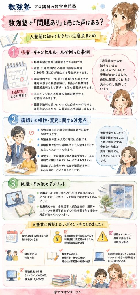 数強塾で「問題あり」と感じた声はある？