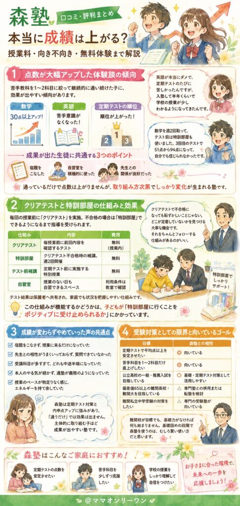 森塾の授業は、子どもの成績を本当に上げてくれる？
