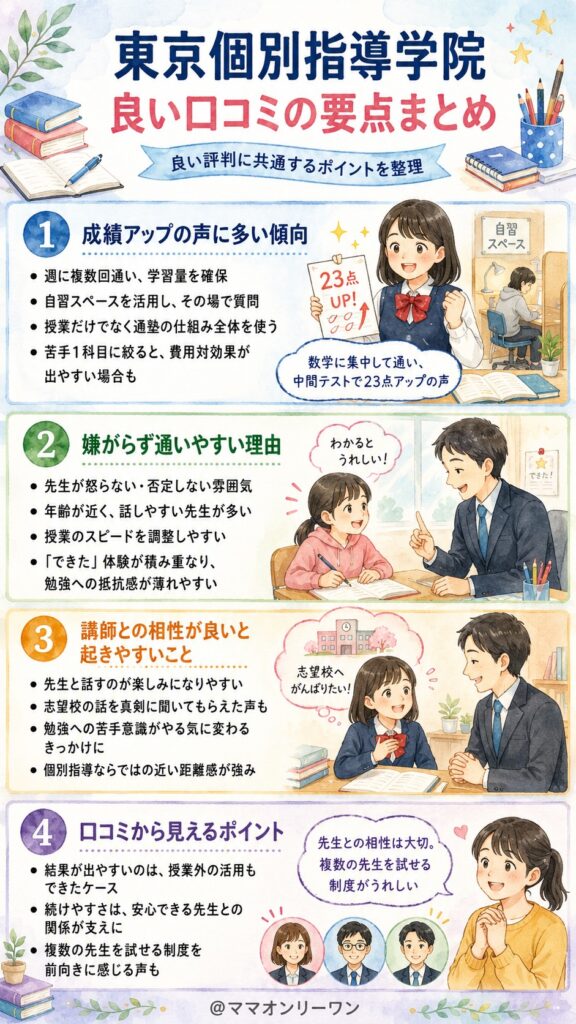 東京個別指導学院の口コミ、良い評判をまとめると？