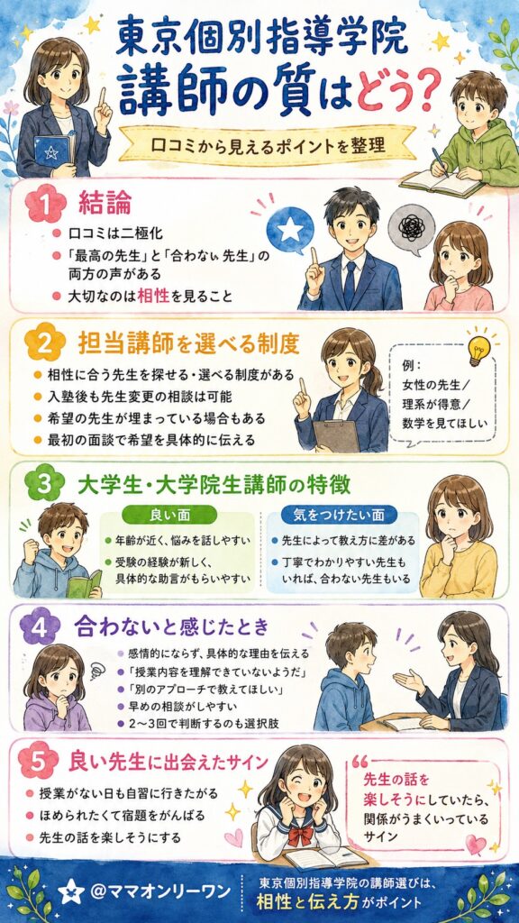 東京個別指導学院の講師の質は、正直どうなのか？