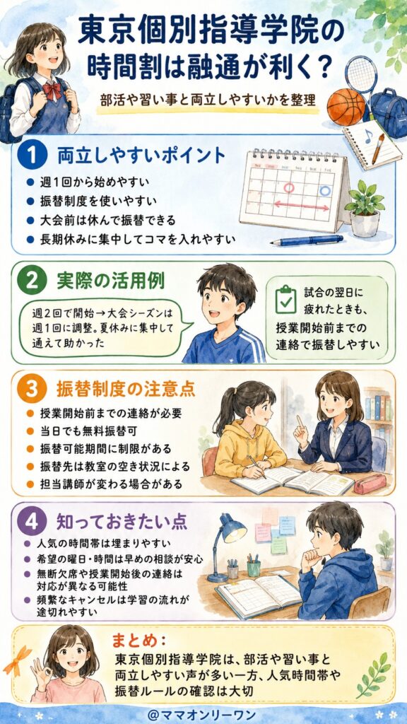 東京個別指導学院の時間割は、融通が利くのか？