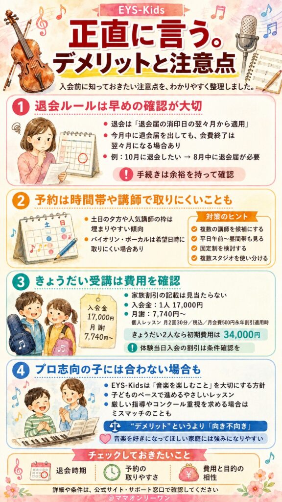 EYS-Kids音楽教室 正直に言う。デメリットと注意点