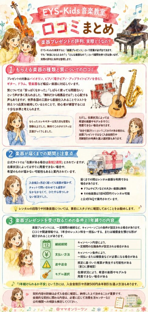 EYS-Kids音楽教室 楽器プレゼントの評判、実際どうなの？