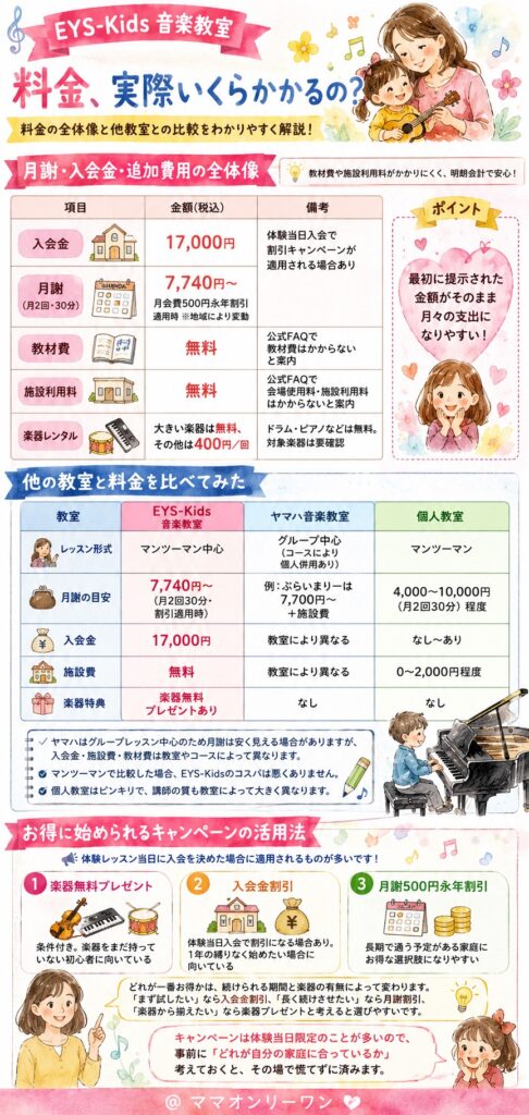 EYS-Kids音楽教室 の料金、実際いくらかかるの？