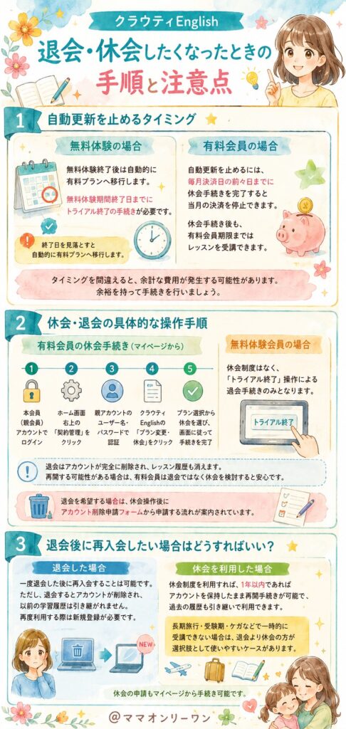 クラウティ 退会・休会したくなったときの手順と注意点