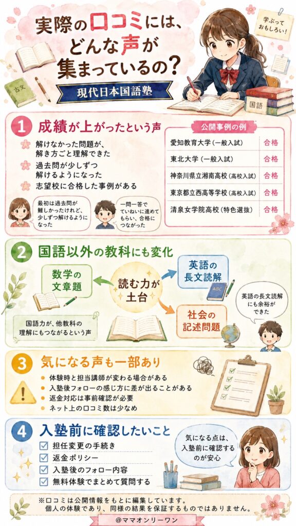 現代日本国語塾 実際の口コミには、どんな声が集まっているの？