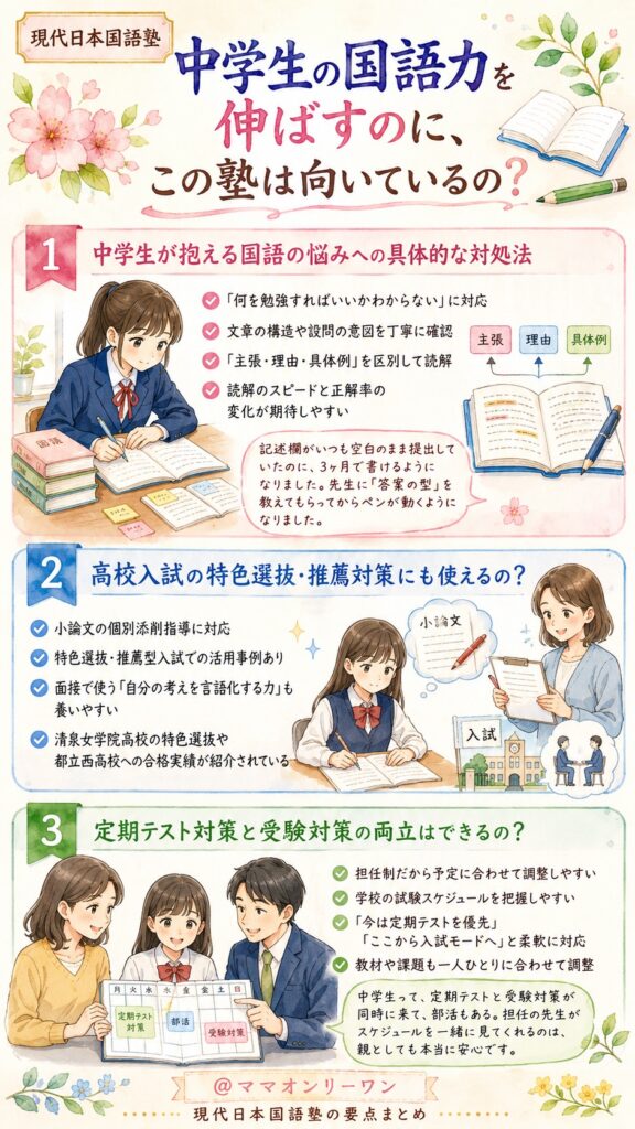 現代日本国語塾 中学生の国語力を伸ばすのに、この塾は向いているの？