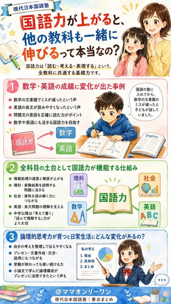 現代日本国語塾 国語力が上がると、他の教科も一緒に伸びるって本当なの？