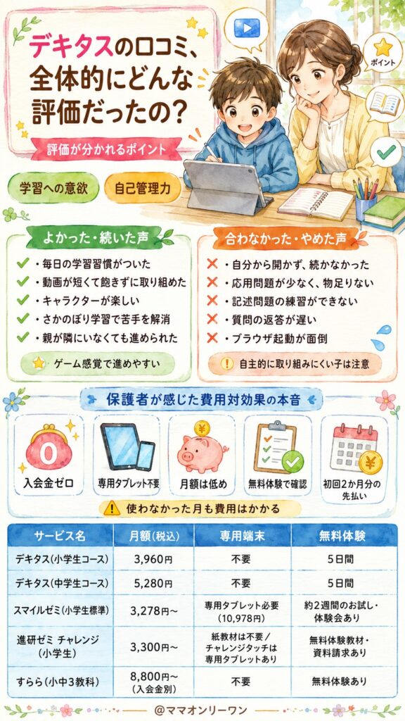 デキタスの口コミ、全体的にどんな評価だったの?