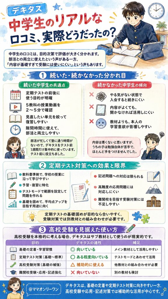 デキタス 中学生のリアルな口コミ、実際どうだったの?