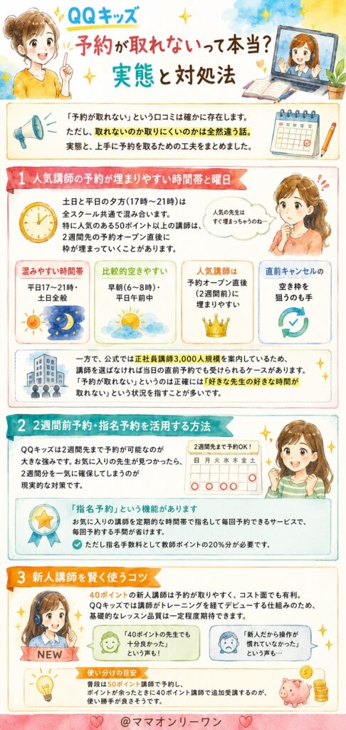 QQキッズ 予約が取れないって本当?実態と対処法