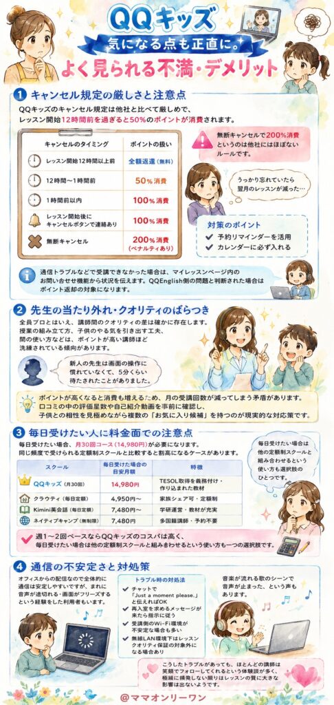 QQキッズ 気になる点も正直に。よく見られる不満・デメリット