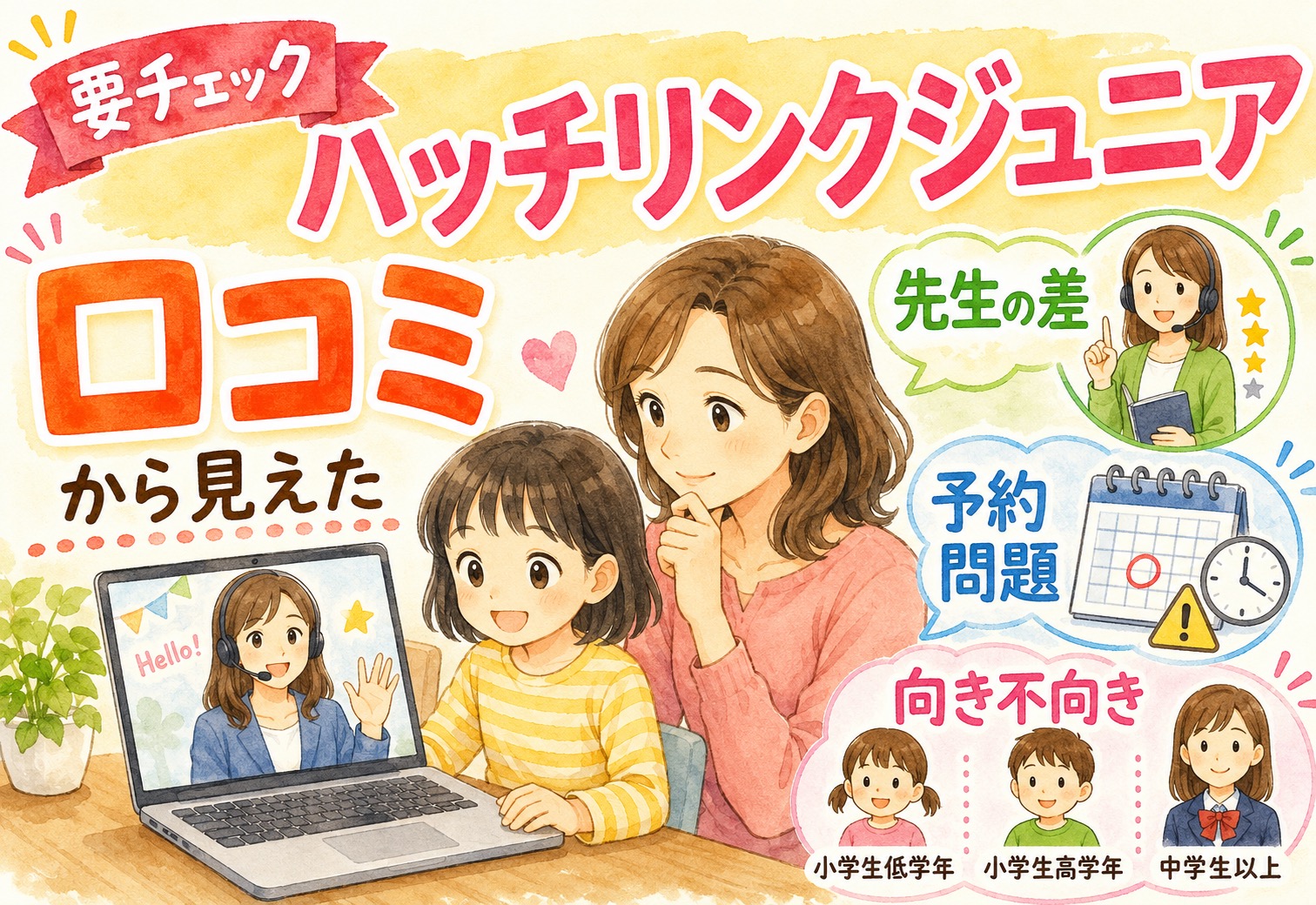 ハッチリンクジュニアって実際どう？口コミから見えた先生の差・予約問題・年齢別の向き不向きを整理