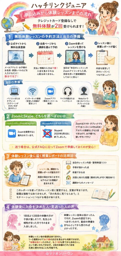 ハッチリンクジュニア 申し込みから体験レッスンまでの流れ