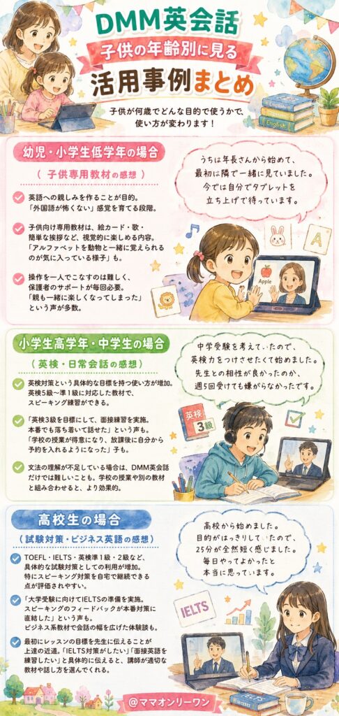 DMM英会話 子供の年齢別に見る、DMM英会話の活用事例