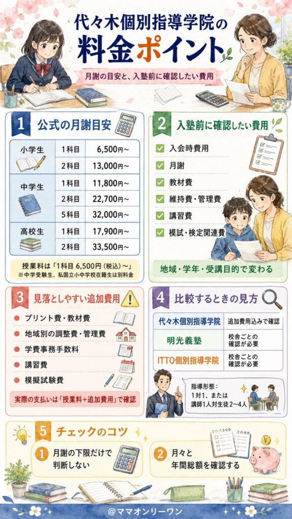代々木個別指導学院の料金はいくらかかる？