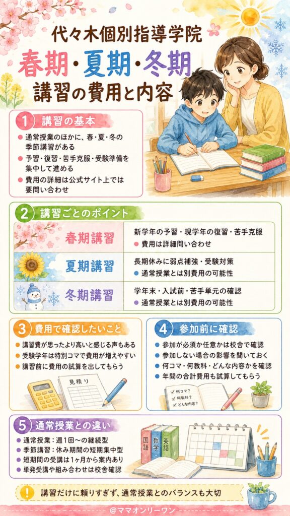 代々木個別指導学院 春期・夏期・冬期講習の費用と内容は？