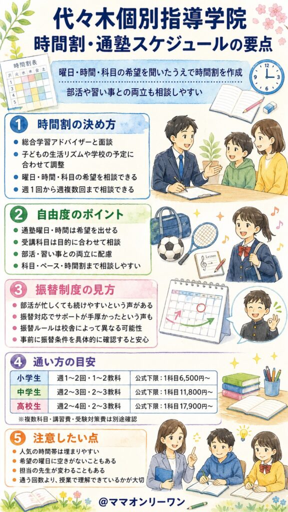 代々木個別指導学院 時間割・通塾スケジュールはどう決まる？