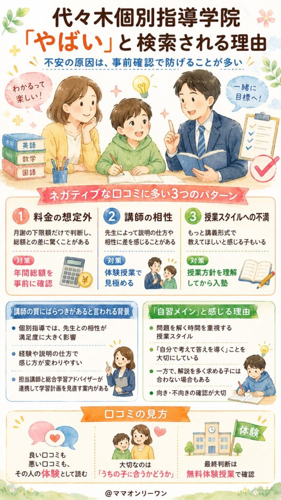 代々木個別指導学院 「やばい」と検索される理由は何？